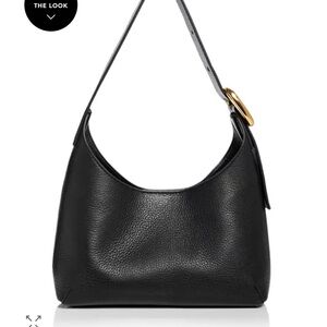 Madewell Black Leather Shoulder Bag with Gold Accent